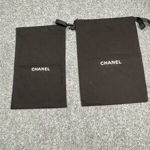 Chanel Dust Bags Drawstring Top Black Travel Shoe Bag Set of 2 Luxury Storage